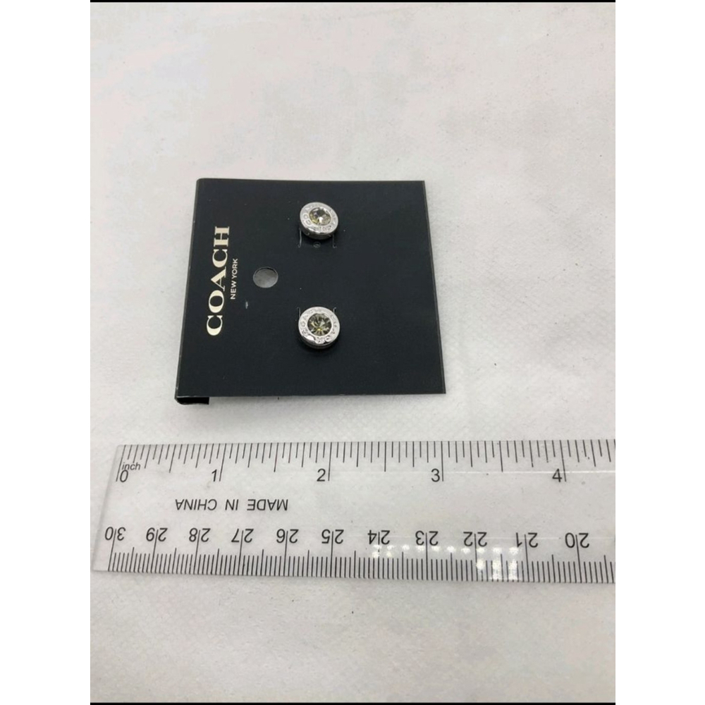 NWT Coach Silvertone Crystal Stud Earrings - Picture 4 of 4